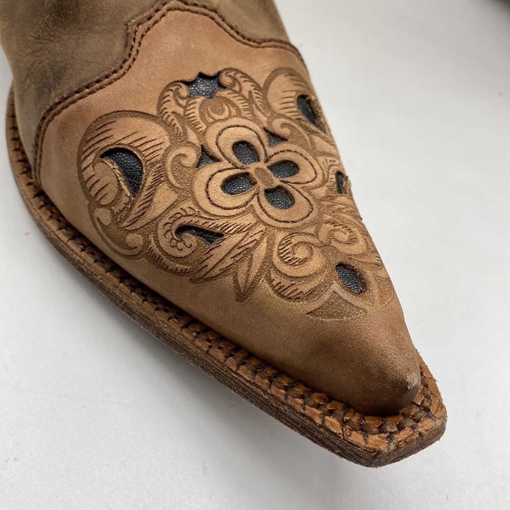 CORRAL Cowgirl Western Laser Tooled Snip Toe Boots Size 10M - Picture 9 of 14